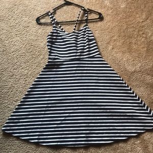 Striped Summer Dress with Crossed Back Straps